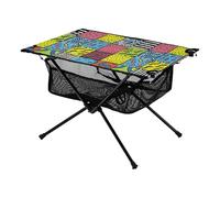 Tavolo pieghevole con disegni colorati con motivi astratti piccolo tavolo da picnic con borsa per il trasporto per pesce barbecue campeggio