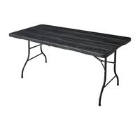 Tavolo Pieghevole Da 6 Piedi, Tavolo Portatile In Plastica Resistente, Pieghevole A Metà, For Uso Interno Ed Esterno, For Pranzi, Campeggio, Picnic, Feste, Effetto Legno(Nero)