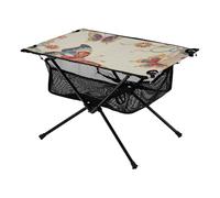 Tavolo pieghevole da esterno colorato ricamato farfalla piccolo tavolo da spiaggia portatile con borsa per il trasporto per pesce barbecue campeggio
