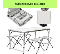 A.M.C. Tavolo Pieghevole Rettangolare a Valigetta in HDPE Pieghevole Giardino Fiera Mercato PIC NIC Campeggio in Dura Resina 180X75X74 Tavolo richiudibile Salvaspazio