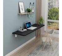 Tavolo pieghevole da parete, compatto, in legno, per piccoli spazi, tavolo da pranzo con foglie e ripiano pieghevole per la biancheria con staffe resistenti (nero, 90 x 30 cm)