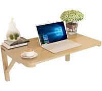 Tavolo pieghevole da parete con doppio supporto, in legno massello, scrivania per sala da pranzo e computer, per cucina, camera da letto, soggiorno, balcone, 70 x 50 cm, soluzione salvaspazio