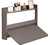 Tavolo pieghevole da parete con ripiano portaoggetti, scrivania sospesa 2 in 1 per piccoli spazi, ideale per casa, ufficio, camera da letto, cucina, rovere grigio (60 x 46 x 60 cm)