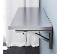 Tavolo pieghevole da parete in acciaio inox, salvaspazio, tavolo da cucina per piccole stanze, perfetto per sala da pranzo, ufficio, garage, giardino, lavanderia (129,5 x 25,4 cm)
