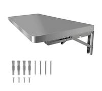 Tavolo pieghevole da parete in acciaio inox, spessore 0,8 mm, per cucina, salvaspazio, finitura spazzolata, 80 x 30 cm