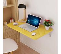 Tavolo pieghevole da parete, in legno, salvaspazio, robusto, compatto, per cucina e lavanderia, design giallo perfetto per piccoli spazi, 80 x 60 cm