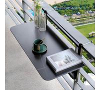 Tavolo Pieghevole da Parete in Pietra, Tavoli Pieghevole Regolabile in Altezza per Ringhiere di Balconi, Scrivania da Esterno Salvaspazio con Staffa in Metallo(Nero,100 * 35cm/39.4 * 13.8in)