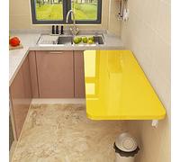 Tavolo pieghevole da parete per cucina e sala da pranzo, resistente, con capacità di carico di 70 kg, ideale per piccoli spazi, giallo, 80 x 30 cm