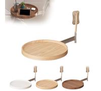 Tavolo pieghevole da parete, piccolo vassoio rotondo con ripiano retrattile, design flip per camera da letto, soggiorno e ufficio, versatile scrivania in legno caffè