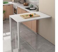 Tavolo pieghevole da parete, salvaspazio, postazione di lavoro per computer, tavolo da pranzo per la colazione, bar per casa, ufficio e cucina, bianco, 80 x 50 cm