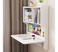 Tavolo pieghevole da parete, scrivania sospesa con divisori a 2 livelli, scrivania pieghevole per laptop, mensola da parete in legno per piccoli spazi(White,64cm/25in)
