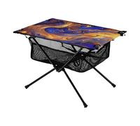 Tavolo pieghevole da spiaggia, Surrealismo, un vasto fiume di stelle blu e dorate, piccolo tavolo da campeggio con borsa per il trasporto, per pranzi all'aperto, cucina, picnic