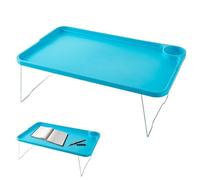 Tavolo pieghevole for laptop da letto con gamba, vassoio for laptop semplice e pigro for letto, con portabicchieri e slot for schede, for divano, dormitorio for studenti, balcone(Blue)