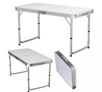 Tavolo pieghevole in alluminio regolabile in altezza da 4 piedi per barbecue da campeggio, con manico da giardino esterno, picnic, viaggi, resistente alle intemperie