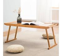 Tavolo pieghevole in bambù con vassoio da portata per soggiorno, camera da letto, ufficio e uso esterno