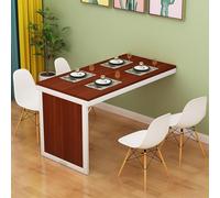 Tavolo pieghevole in legno invisibile, design salvaspazio per cucina, sala da pranzo, soggiorno, balcone, scrivania, piccolo tavolo da trucco per casa (legno di teak + telaio bianco, 80 cm)