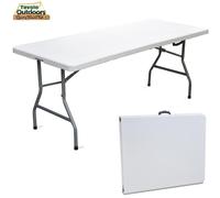 BAKAJI Tavolo Pieghevole in Resina 183x76x72cm HDPE Struttura in Metallo Rinforzato Richiudibile a Valigetta con Maniglia, Arredo Giardino, Casa, Camper, Campeggio, PIC-NIC (183x76x72cm)