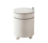 Tavolo pieghevole multifunzionale, Comodino rotondo con cassetti, tavolino laterale a 2/3 ripiani con mobiletto portaoggetti, moderno piccolo comodino con ante scorrevoli for camera da letto e soggior