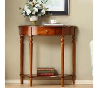 Tavolo pieghevole multifunzionale, Consolle a mezzaluna con cassetto, tavolo d'ingresso in legno massello, credenza vintage a semicerchio for soggiorno, ingresso e veranda(Cherry,31.5"W x 11.8"D x 31.