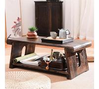Tavolo pieghevole multifunzionale, Tavolino da caffè giapponese antico, tavolino basso da tè con gambe pieghevoli in legno, tatami portatile multifunzionale for la meditazione domestica(Bwalnut,23.62"