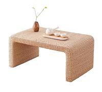 Tavolo pieghevole multifunzionale, Tavolino da caffè in rattan intrecciato, tavolo da tè giapponese intrecciato a mano, tavolo tatami rustico rettangolare da fattoria for soggiorno, cucina, balcone, n
