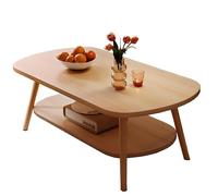Tavolo pieghevole multifunzionale, Tavolino da caffè ovale a 2 livelli, moderno, con ripiano portaoggetti, tavolino da centro di metà secolo for soggiorno(Cherry,31.5"Lx15.75"Wx16.54"H(80x40x42cm))