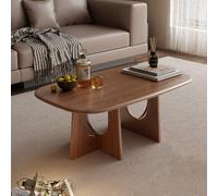 Tavolo pieghevole multifunzionale, Tavolino da caffè ovale moderno in legno di quercia, tavolino da cocktail centrale di metà secolo for il soggiorno(Walnut,39.37"Lx23.62"Wx14.96"H(100x60x38cm))