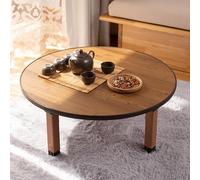 Tavolo pieghevole multifunzionale, Tavolino da caffè rotondo pieghevole in stile giapponese, tavolino basso pieghevole in legno for sedersi sul pavimento, piccolo spazio minimalista in una sala tatami