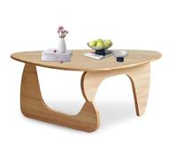Tavolo pieghevole multifunzionale, Tavolino da caffè triangolare in legno massello, tavolino da caffè moderno di metà secolo for soggiorno, tavolini da centro stile fattoria irregolare astratto(Log,35