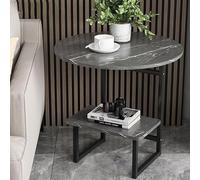 Tavolo pieghevole multifunzionale, Tavolino rotondo moderno con ripiano portaoggetti, tavolini da caffè piccoli con gambe a forma di G, tavolino da divano for soggiorno, camera da letto(Rock Gray,23.7
