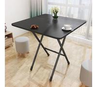 Tavolo pieghevole per 2-4 persone, tavolo da pranzo quadrato portatile, MDF e materiale in acciaio inossidabile, cuscinetto di carico solido, design compatto per feste, campeggio, uso nero