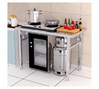 Tavolo pieghevole per barbecue all'aperto Banco da lavoro in acciaio inossidabile Tavolo da preparazione resistente Piedi regolabili Risparmio di spazio Nessun montaggio richiesto Tavolo da