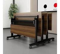 Tavolo Pieghevole Per Conferenze E Formazione Con Pannello Frontale E Ruote | Tavolo Modulare Robusto Per Riunioni Con Piano Ribaltabile E Impilabile per Uffici, Seminari(140x40x75cm)