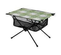 Tavolo pieghevole per esterni, olio su tela, verde e bianco, motivo a scacchi, resistente, portatile, con borsa portaoggetti, per esterni, spiaggia, barbecue, viaggi