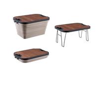 Tavolo pieghevole per esterni, viaggi, campeggio, tavolo a doppio uso, in legno, scatola portaoggetti in plastica, ispessimento del veicolo (arancione)