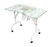 Tavolo pieghevole per manicure, tavolo per manicure, tavolo per manicure, portatile, con 4 ruote universali, braccioli, griglie, 3 sacchetti per aspirapolvere e borsa per il trasporto, per manicure