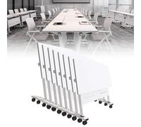 Tavolo pieghevole per sala conferenze, carrello pieghevole con ruote, tavolo portatile per seminari e riunioni, robusto e mobile per uso in ufficio e aziendale.