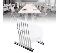 Tavolo pieghevole per sala conferenze, carrello pieghevole con ruote, tavolo portatile per seminari e riunioni, robusto e mobile per uso in ufficio e aziendale.