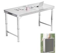 Tavolo pieghevole portatile in alluminio regolabile in altezza, per campeggio, ufficio, feste, picnic, matrimoni, 70 x 50 cm, bianco, facile da trasportare, versatile