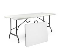 Tavolo pieghevole portatile leggero con piedi in metallo 180x70xh74 cm bianco