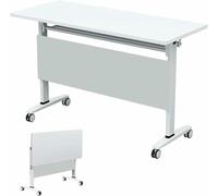 Tavolo pieghevole portatile, set di 2 tavoli da conferenza pieghevoli con ruote bloccabili, tavoli da riunione mobili per ufficio, aula e sala conferenze