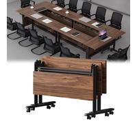 Tavolo pieghevole portatile, tavolo da conferenza pieghevole, design mobile con piano ribaltabile, supporto robusto, ruote a 360 gradi, ideale per sessioni di formazione, uffici, aule, sale