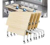 Tavolo pieghevole portatile, tavolo da conferenza pieghevole extra largo con piano ribaltabile, versatile scrivania rettangolare per riunioni, ideale per podcast e collaborazione in ufficio,