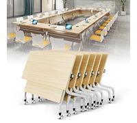 Tavolo pieghevole portatile, tavolo da conferenza pieghevole mobile con ruote, design FlipTop regolabile, ideale per banchetti, riunioni, seminari, uso in ufficio, tavoli pieghevoli salvaspa