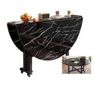 Tavolo pieghevole portatile, tavolo da cucina arrotolabile, in legno, design a mezza luna (bianco, 100 x 75 cm), ideale per cene ed eventi