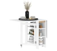 Tavolo Pieghevole Pranzo Con 2 Ribalte E Ripiani Espandibile Per 4 Persone, 120x60x75 Cm, Bianco