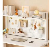 Tavolo pieghevole regolabile per ufficio e casa, scrivania multiuso con organizer a morsetto e pannello forato, libreria versatile per casa, ufficio, dormitorio e informatica