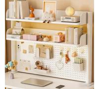 Tavolo pieghevole regolabile per ufficio e casa, scrivania multiuso con organizer a morsetto e pannello forato, libreria versatile per casa, ufficio, dormitorio e informatica