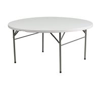 Tavolo Pieghevole Rotondo In Plastica Con Maniglia For Il Trasporto, Scrivania Pieghevole In Plastica For Eventi Interni Ed Esterni, Tavoli Da Pranzo Salvaspazio For Appartamenti(53.1in)