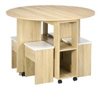 Tavolo Pieghevole Salvaspazio con 4 Sgabelli in Legno Truciolato Rovere